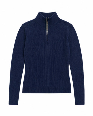 Navy merino wool ribbed sweater