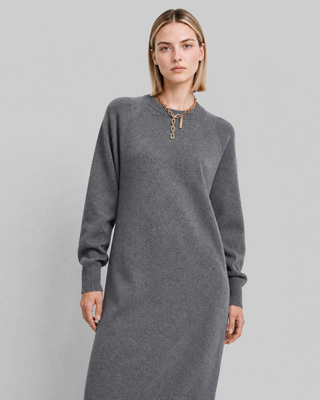Long gray wool and cashmere dress
