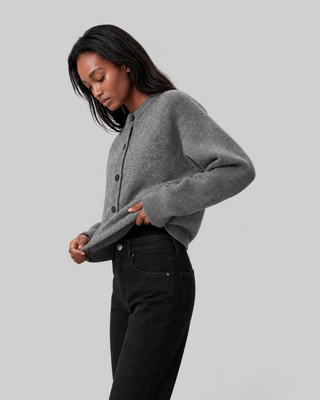 Gray Mohair-Blend Cardigan