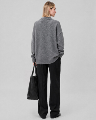 Gray Merino Wool and Cashmere Cardigan