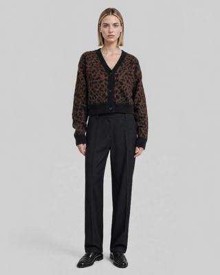 Leopard-print mohair-blend cardigan