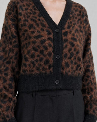 Leopard-print mohair-blend cardigan