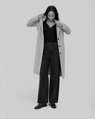 Beige reversible wool-blend coat