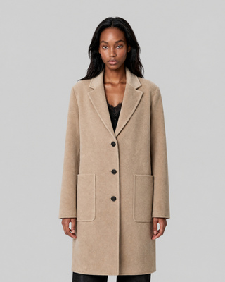 Beige reversible wool-blend coat