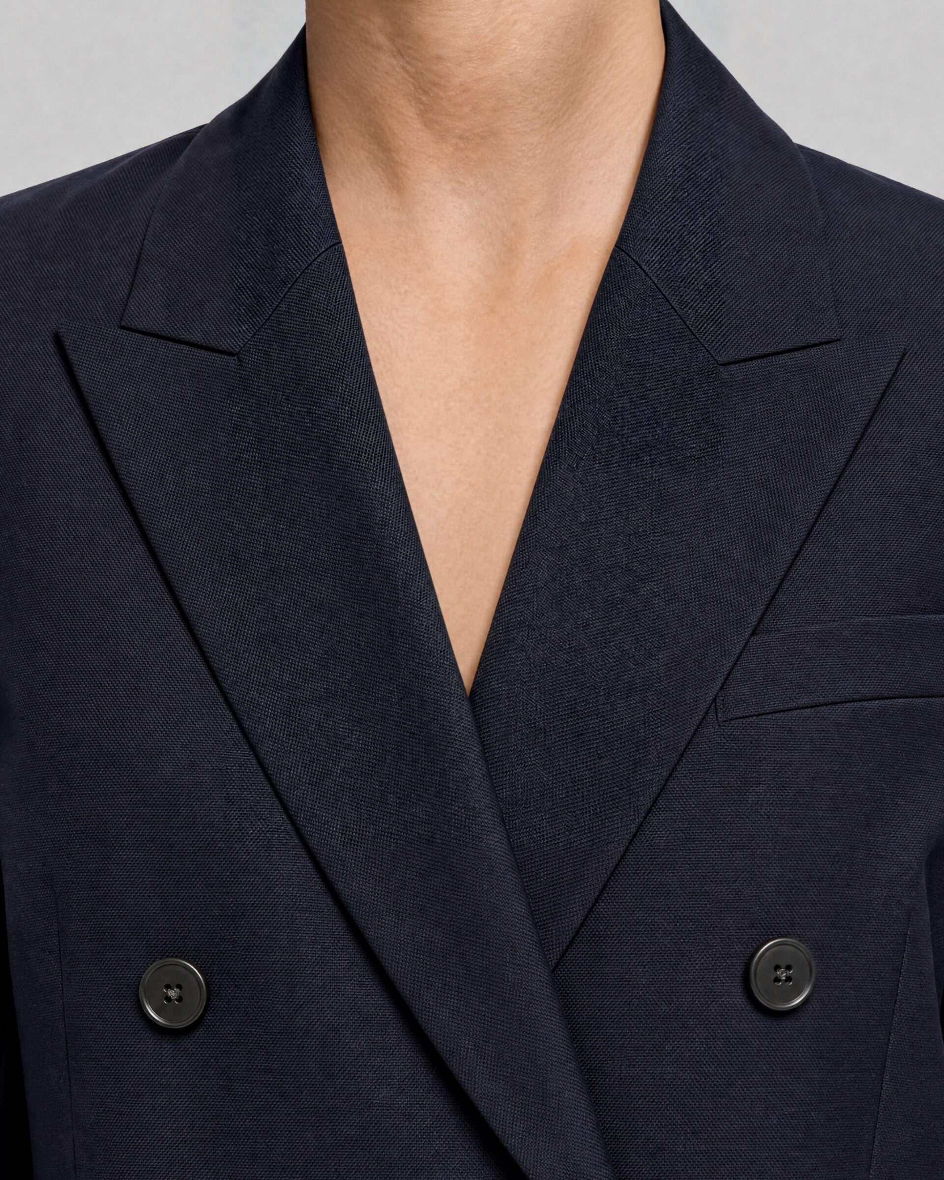 Straight-cut navy wool blazer