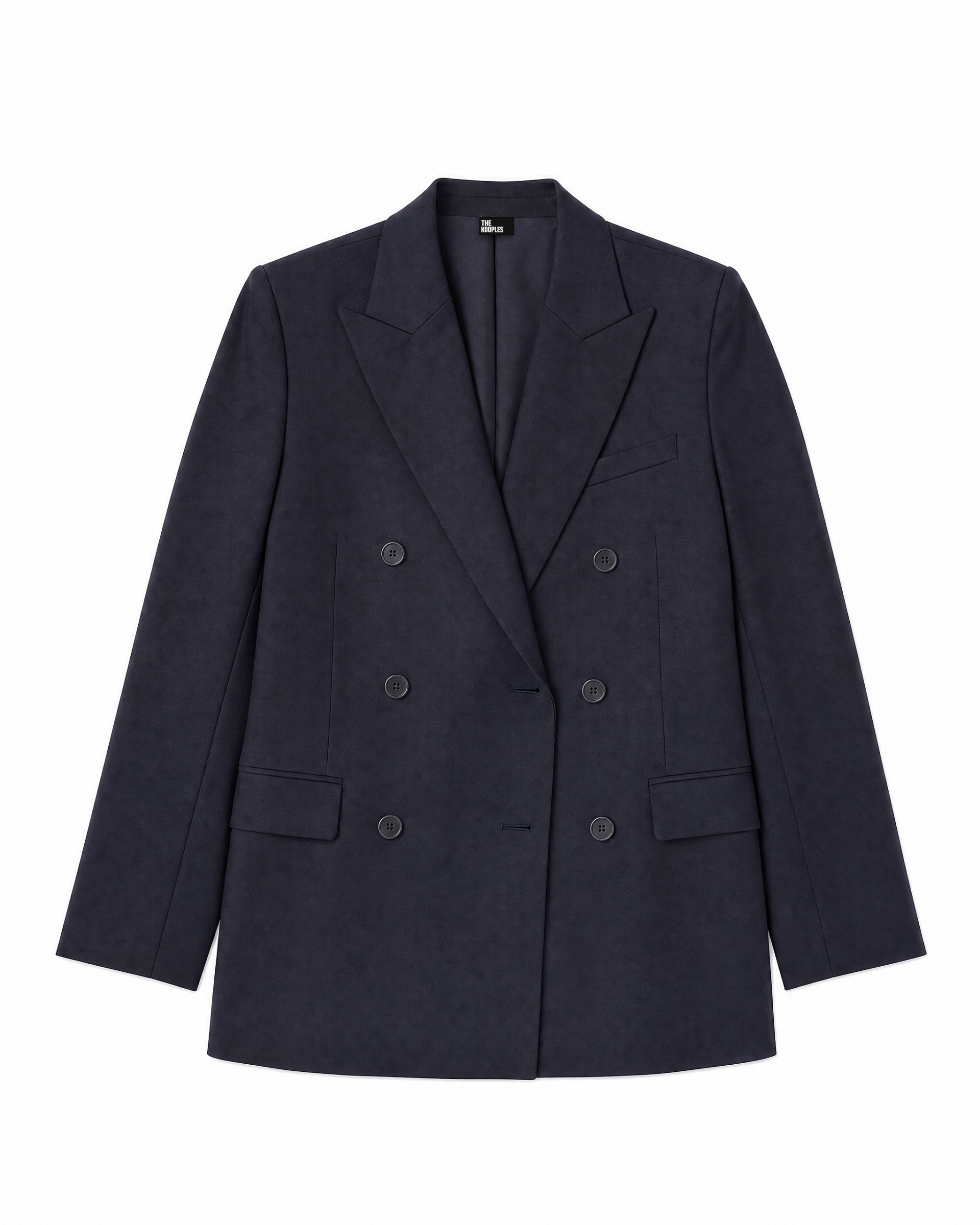 Straight-cut navy wool blazer