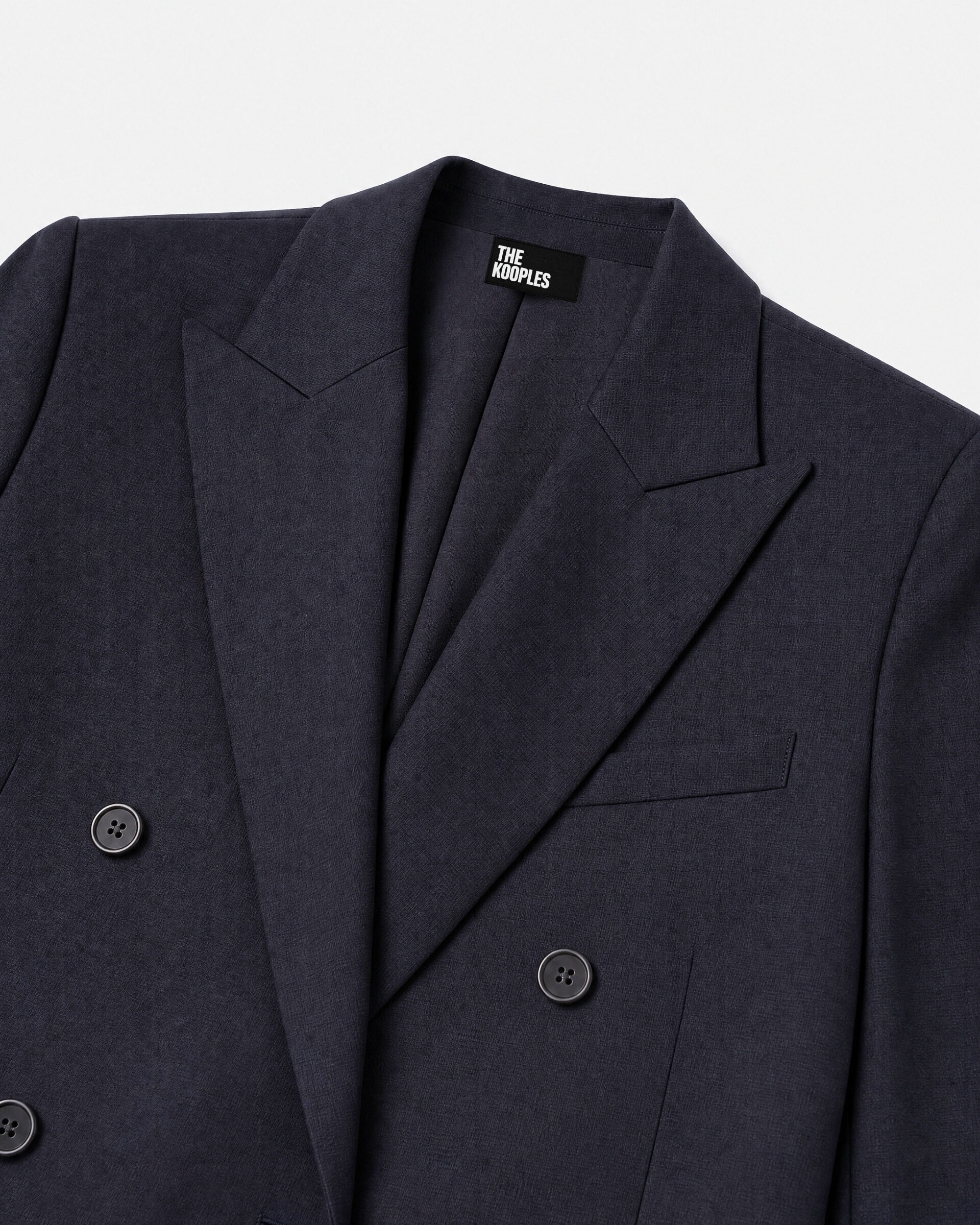 Straight-cut navy wool blazer