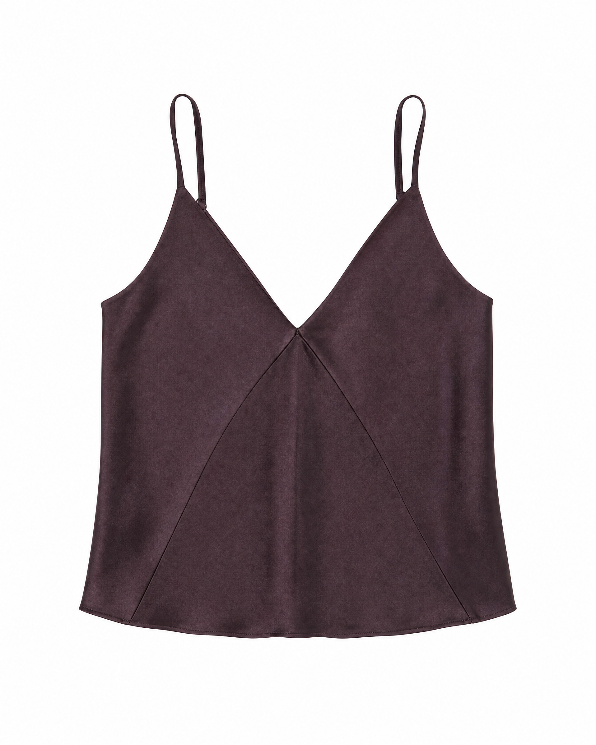 Brown Satin Spaghetti-Strap Top