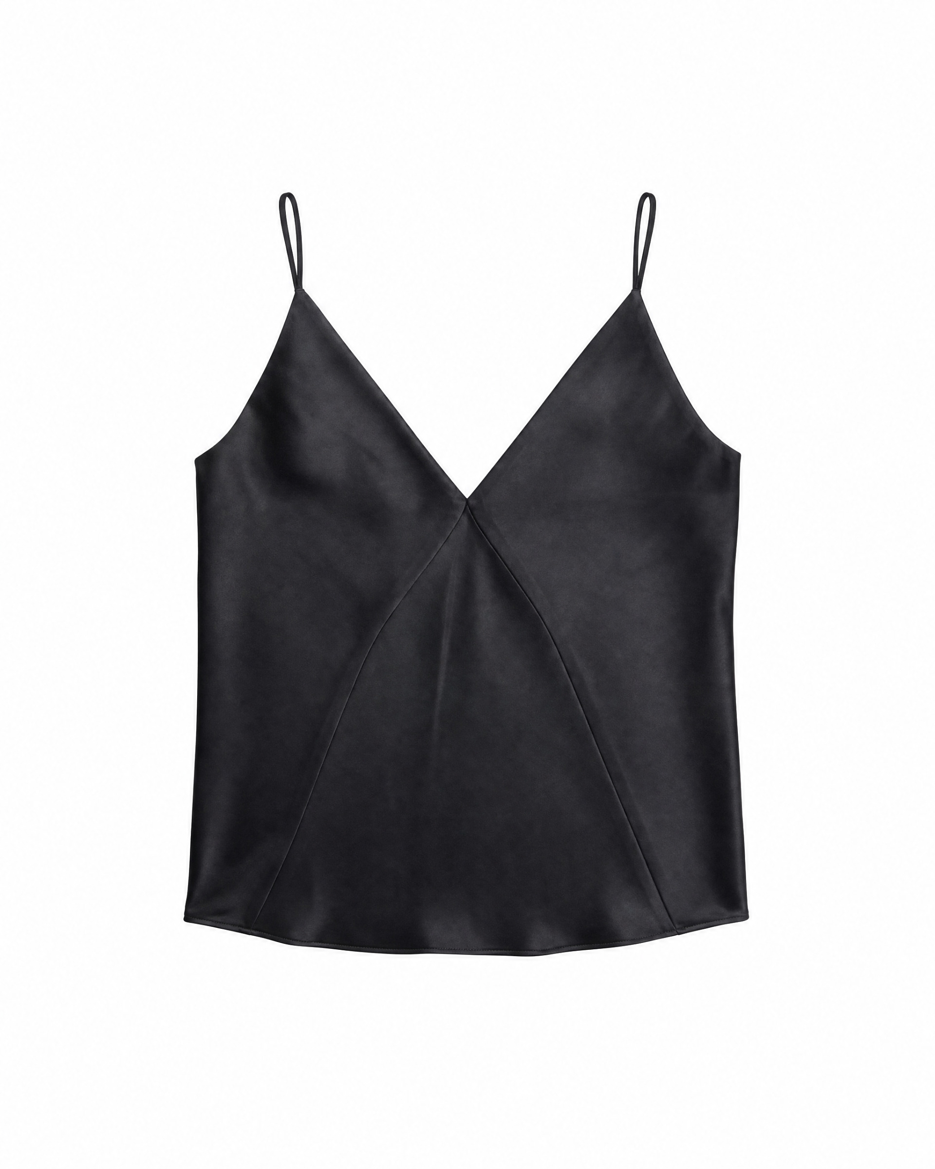 Black Satin Spaghetti-Strap Top