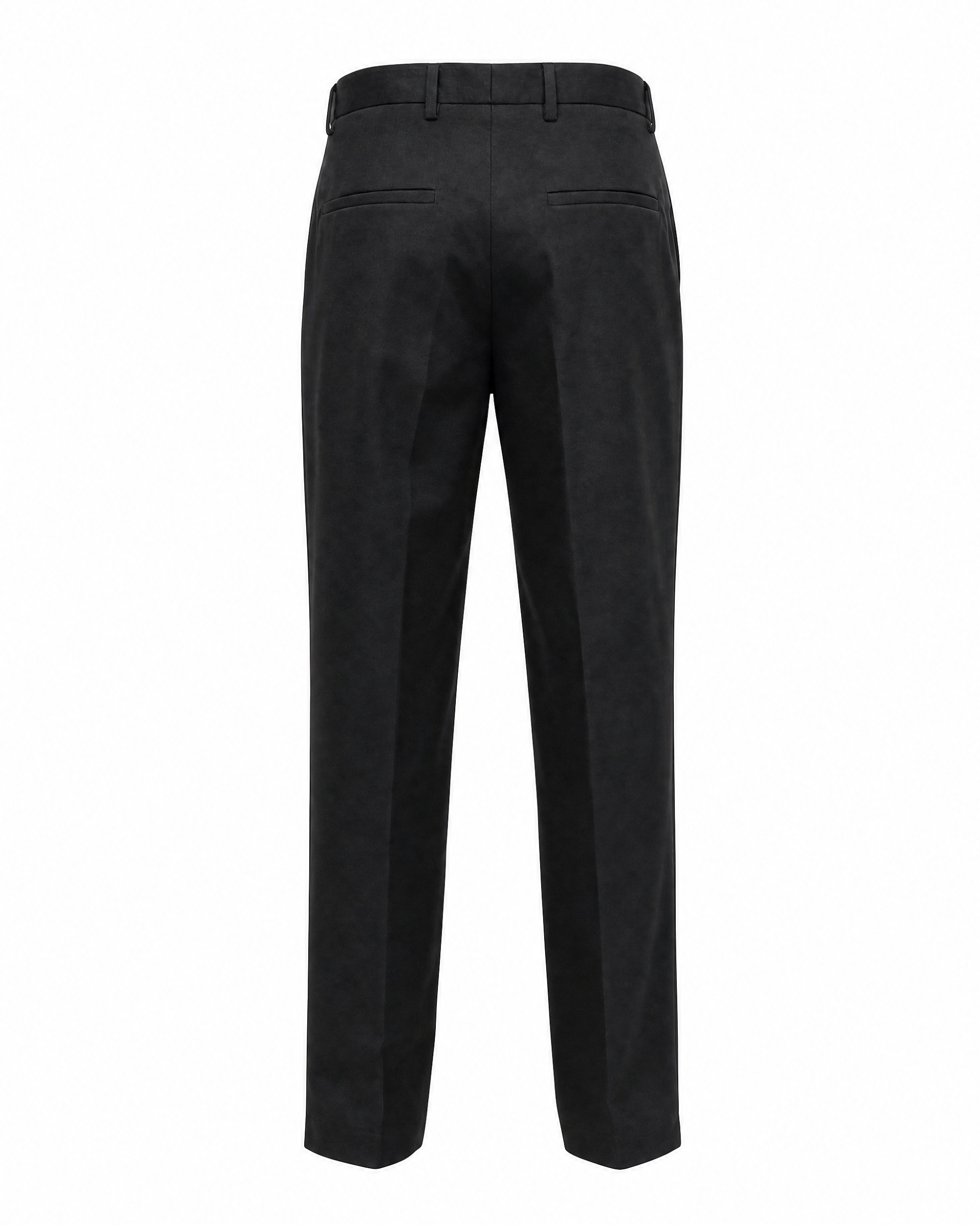 Black straight-leg wool suit pants