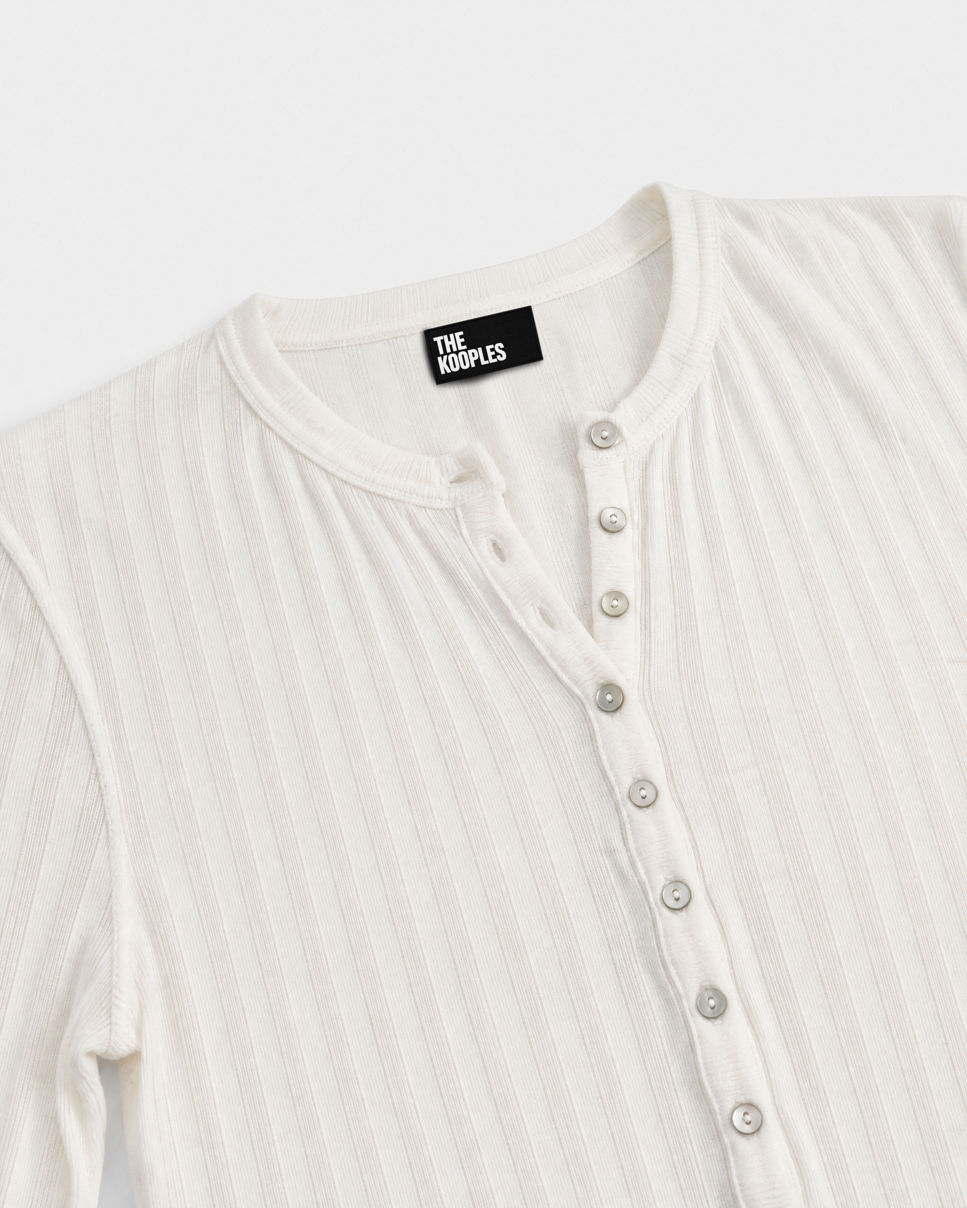 Ecru cotton long-sleeve top