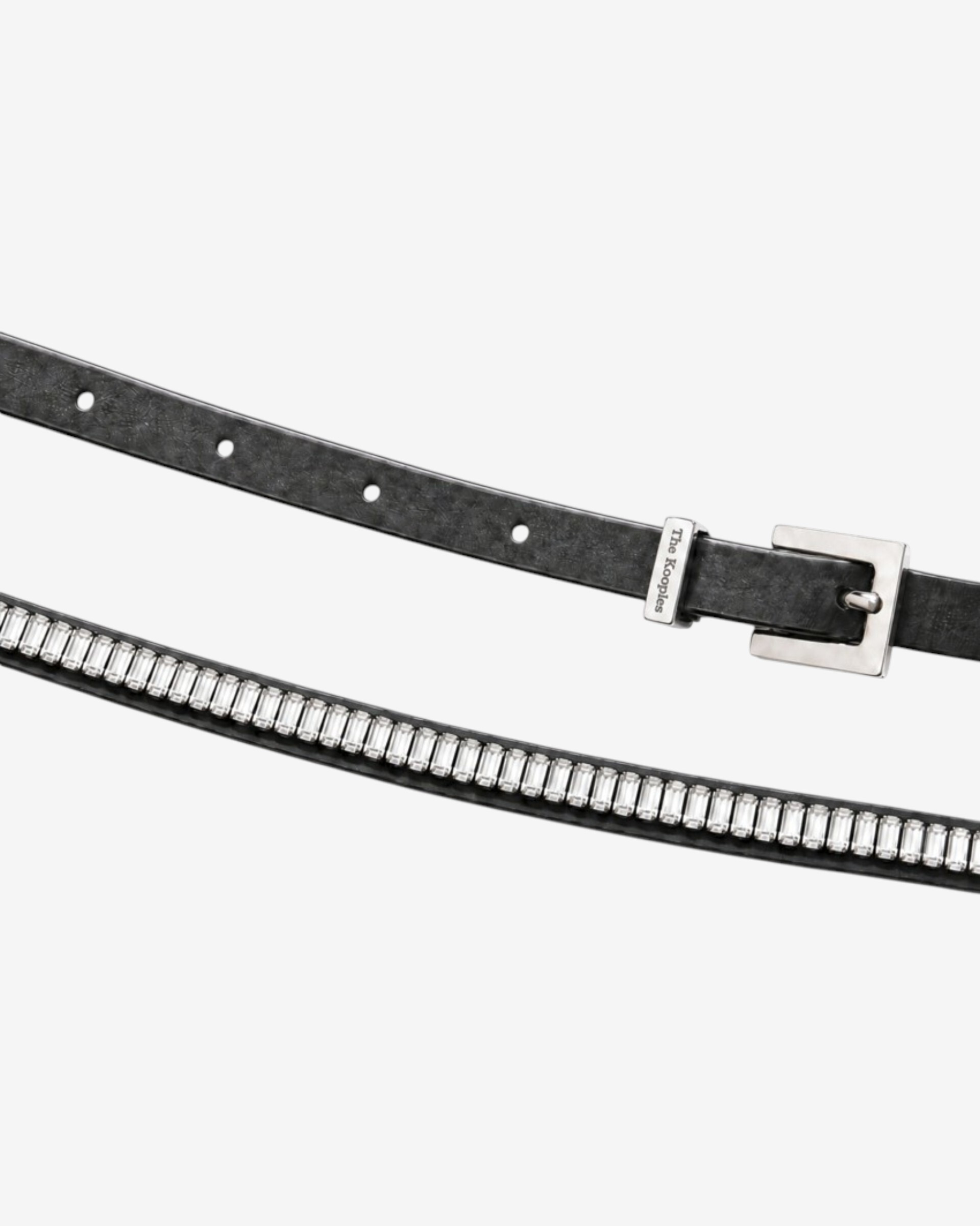 Black leather belt with rhinestones
