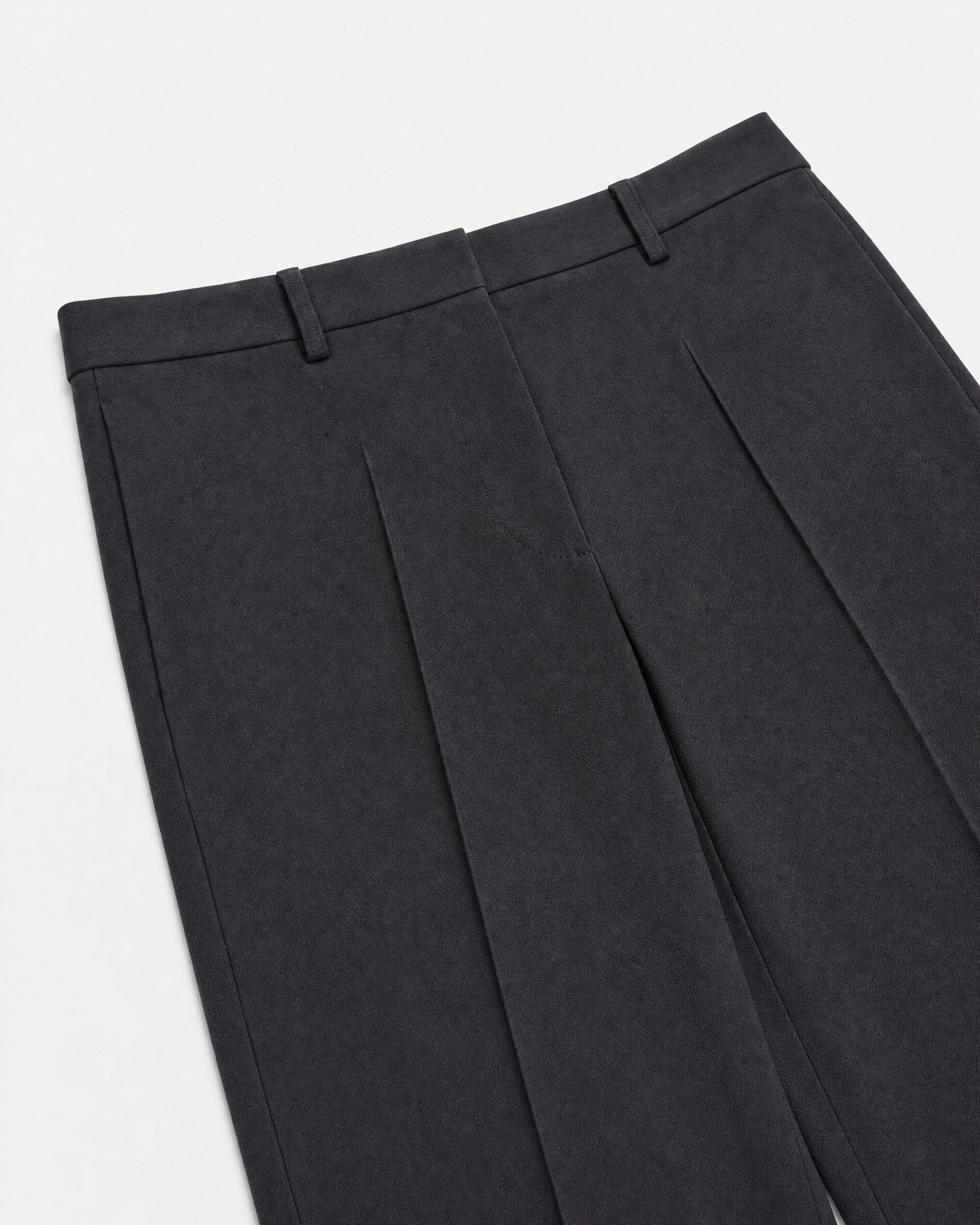 Black wide-leg wool suit pants