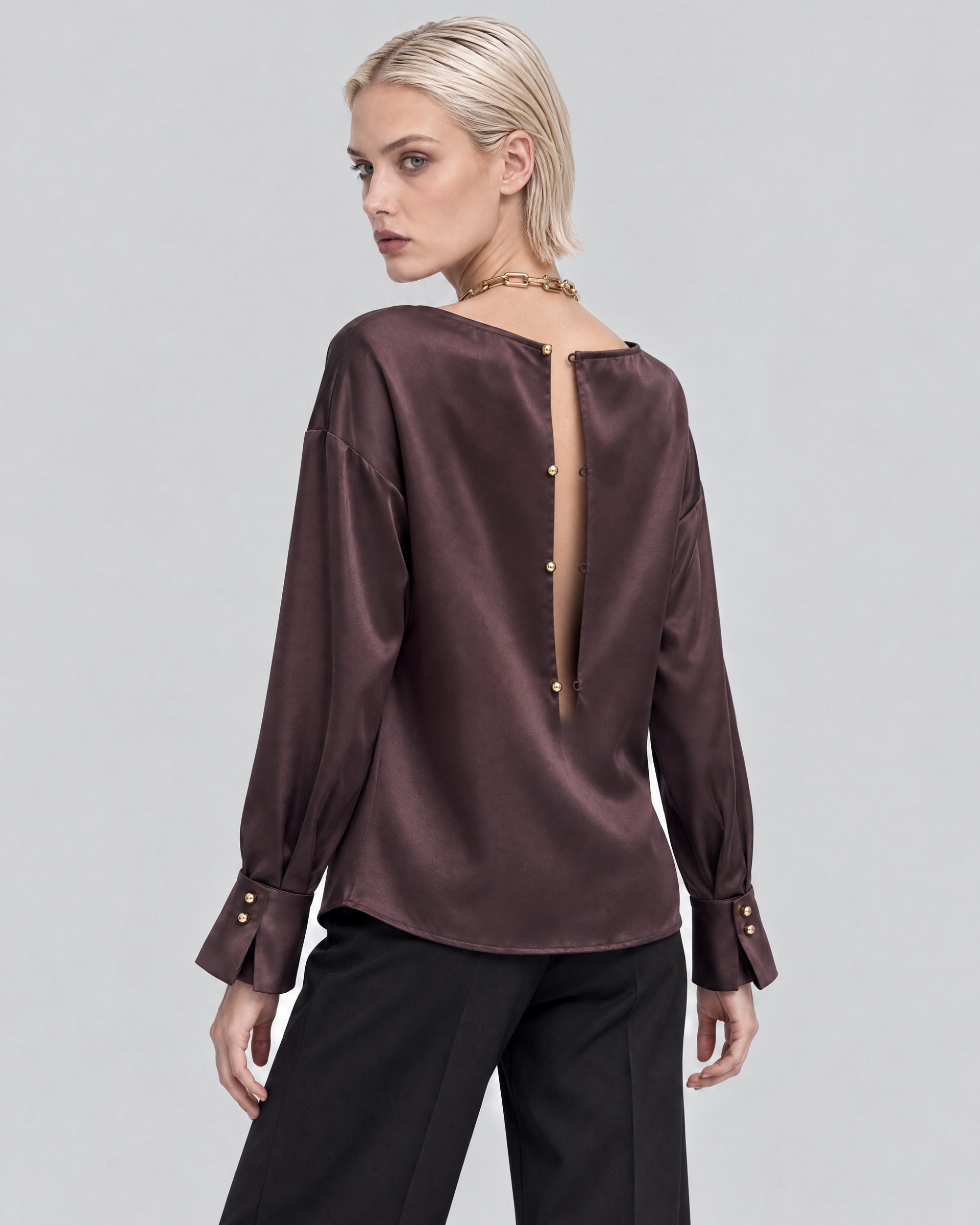 Brown satin top