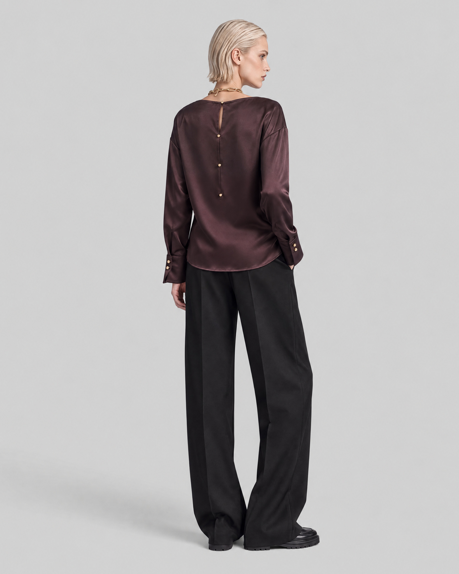 Brown satin top
