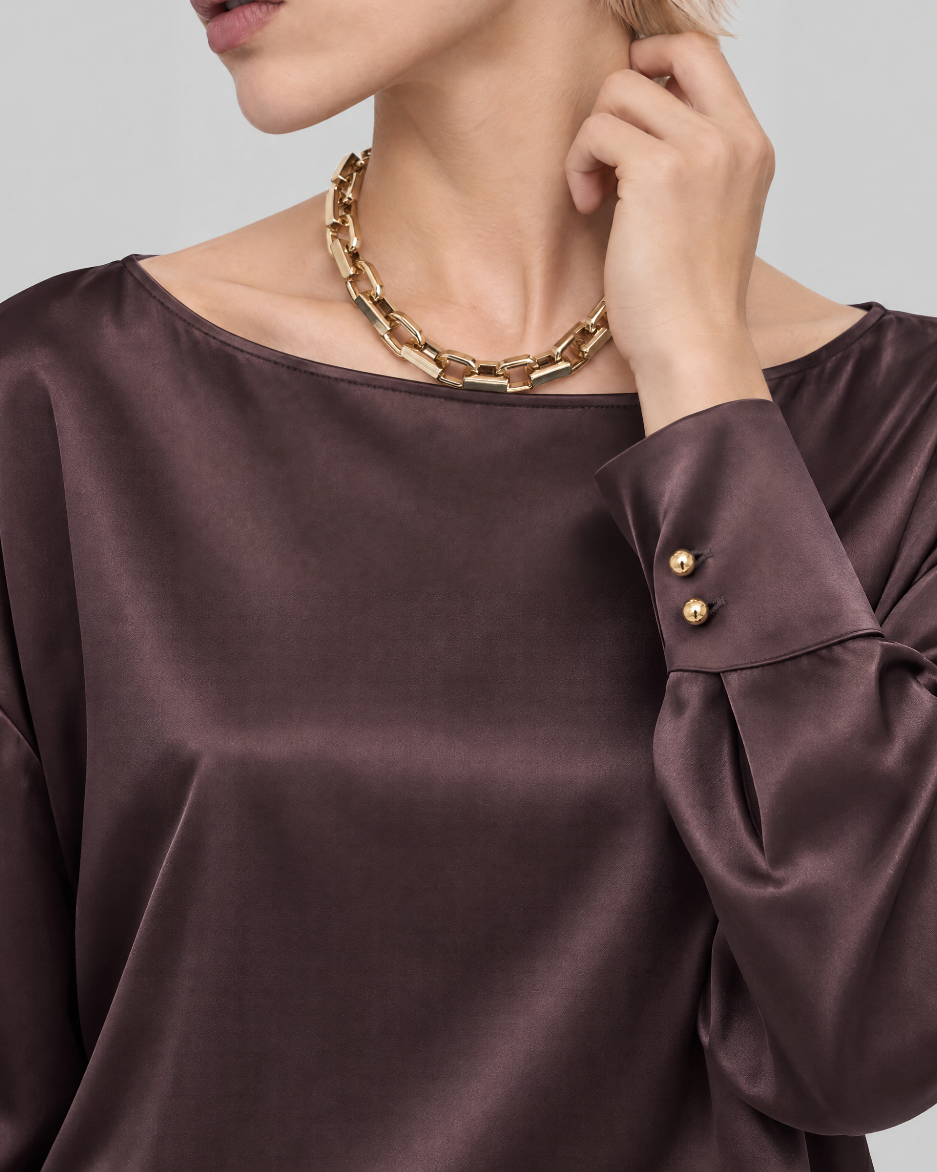 Brown satin top