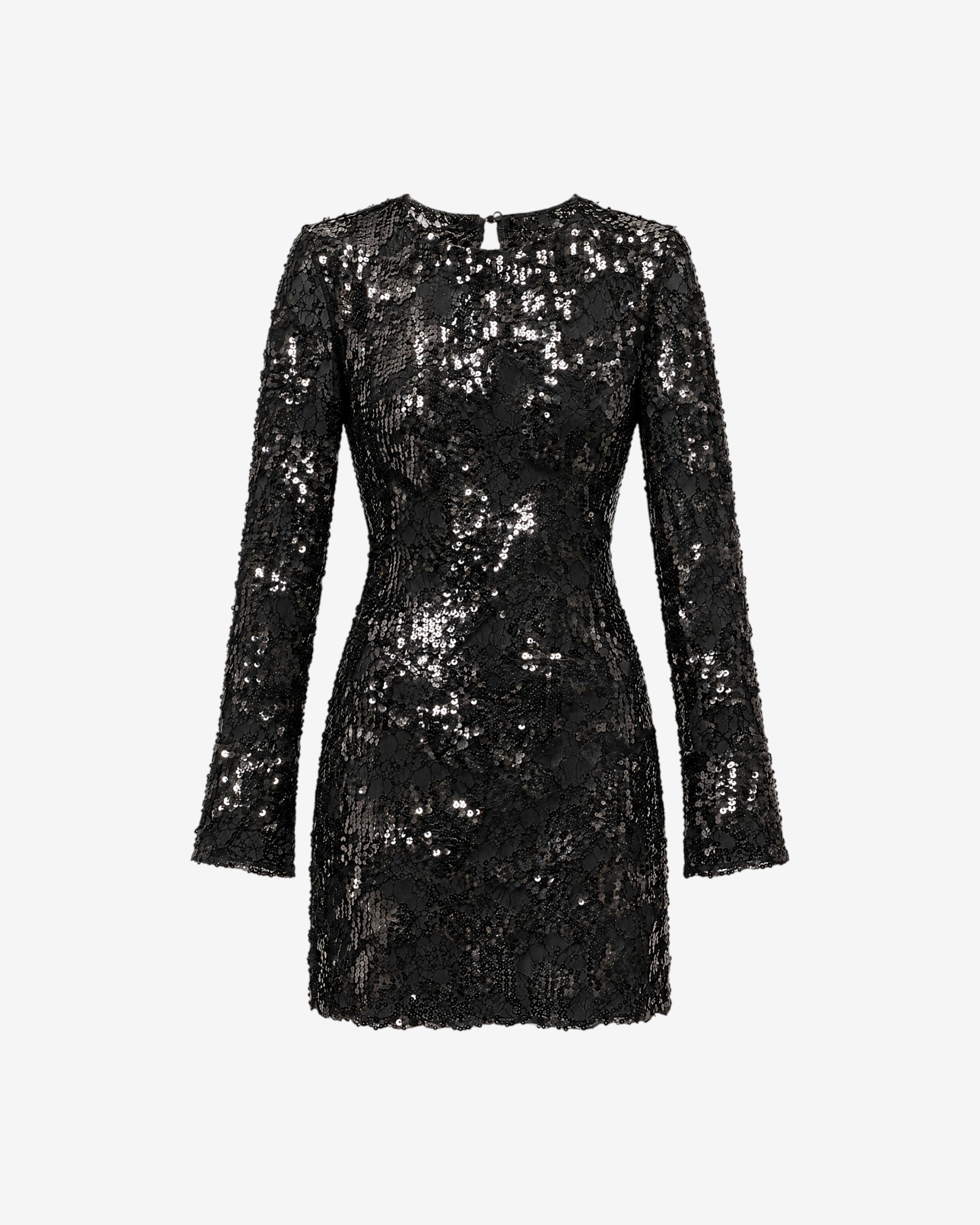 Black Short Lace and Sequin Dress
