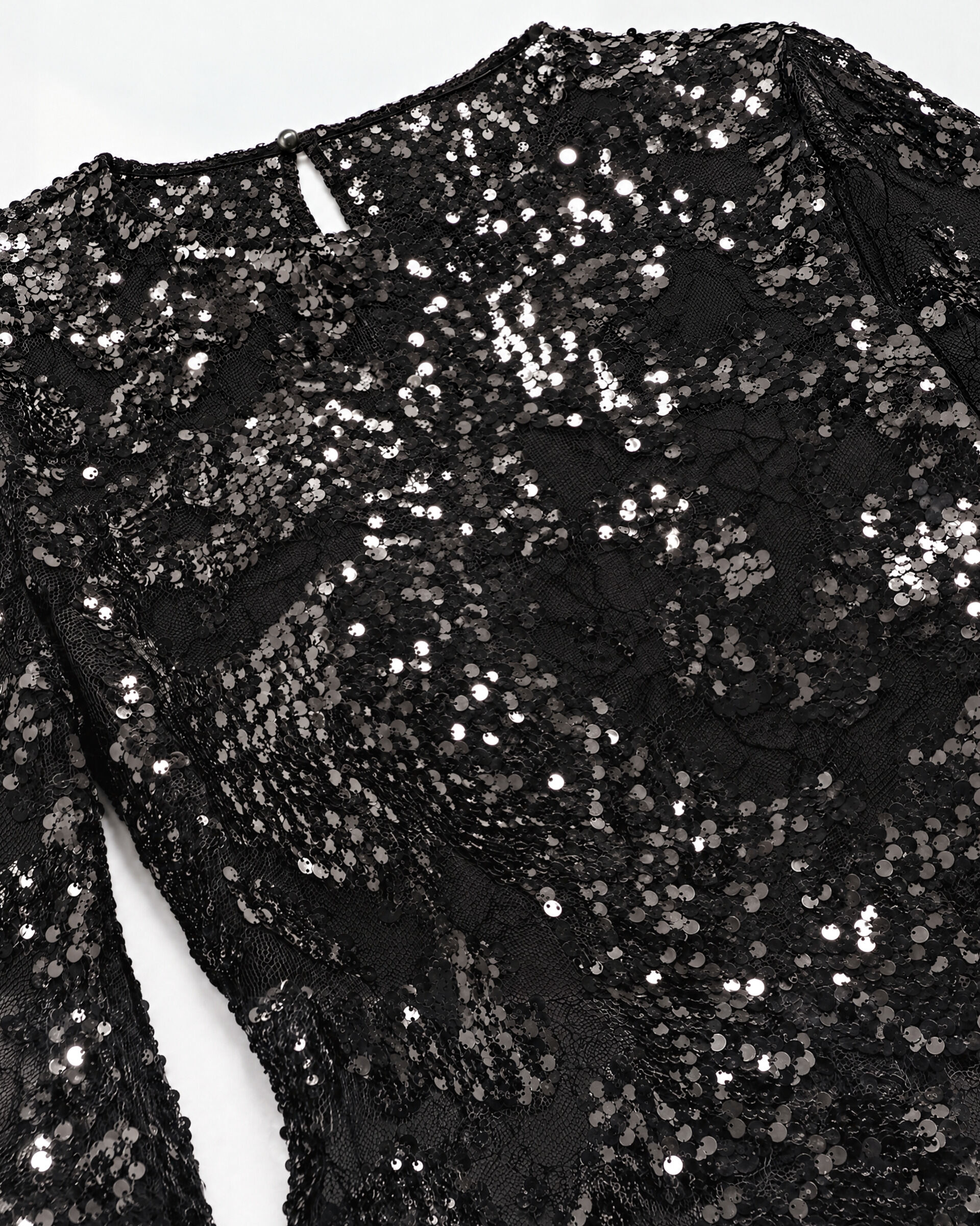 Black Short Lace and Sequin Dress