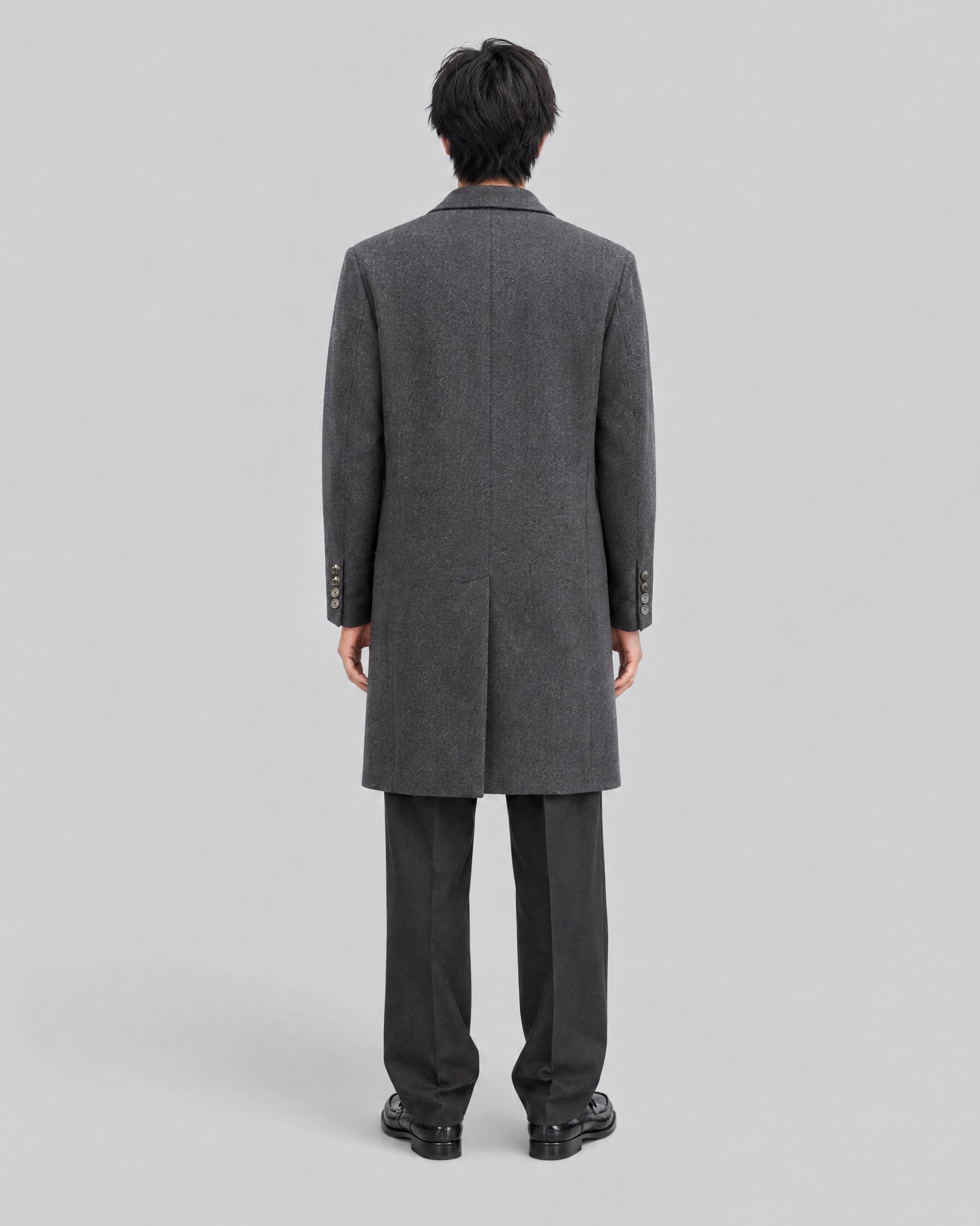 Anthracite Gray Coat with Notched Collar