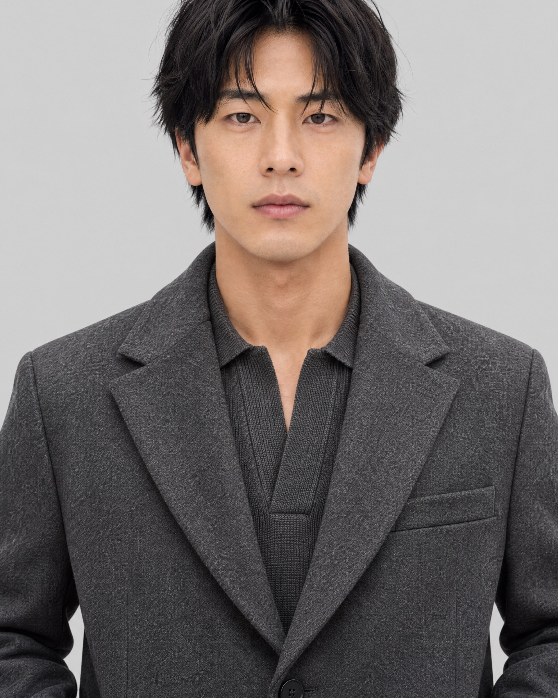 Anthracite Gray Coat with Notched Collar