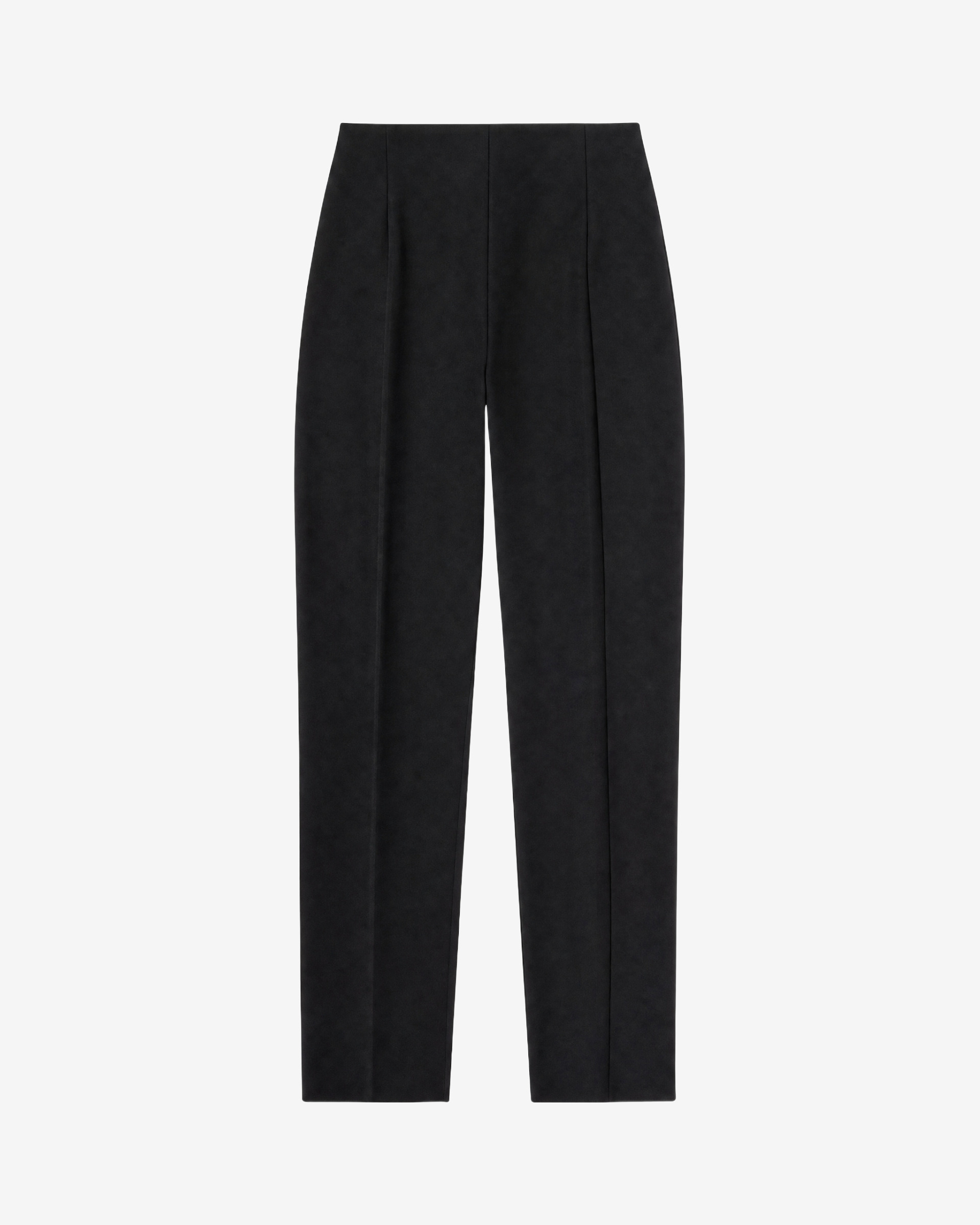 Black, fitted tailored pants made of a wool blend