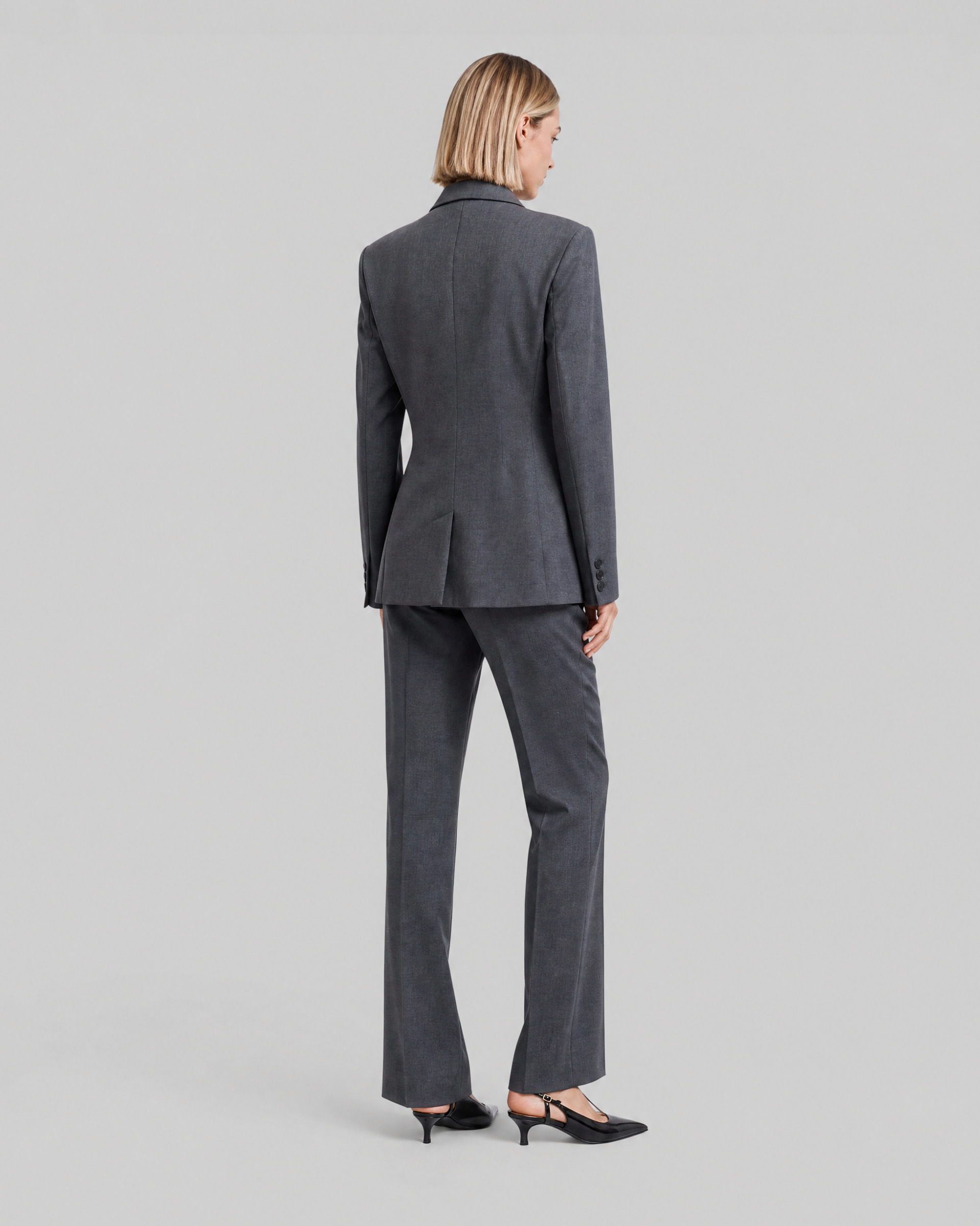 Fitted tailored jacket in gray wool blend