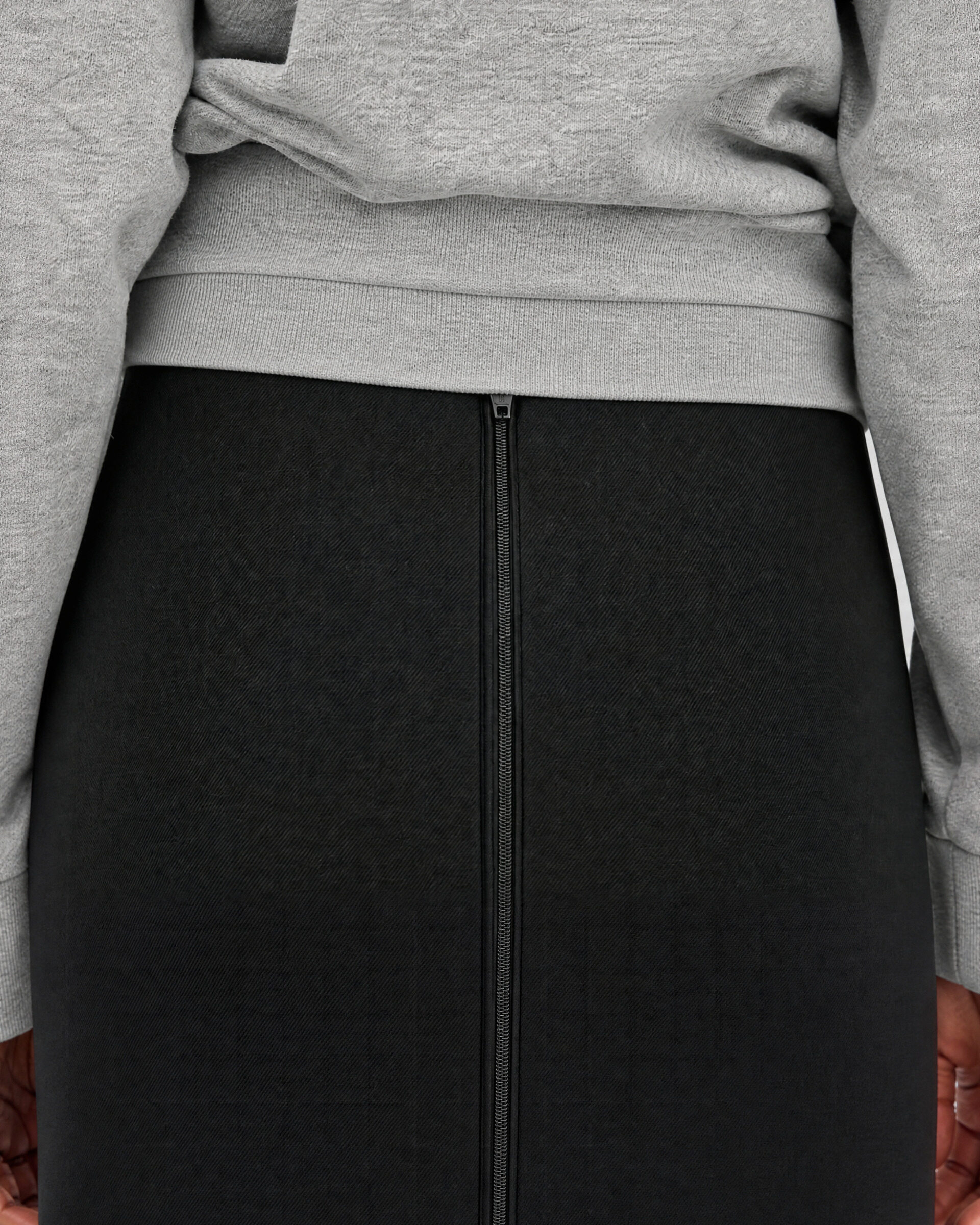 Black wool-blend pencil skirt