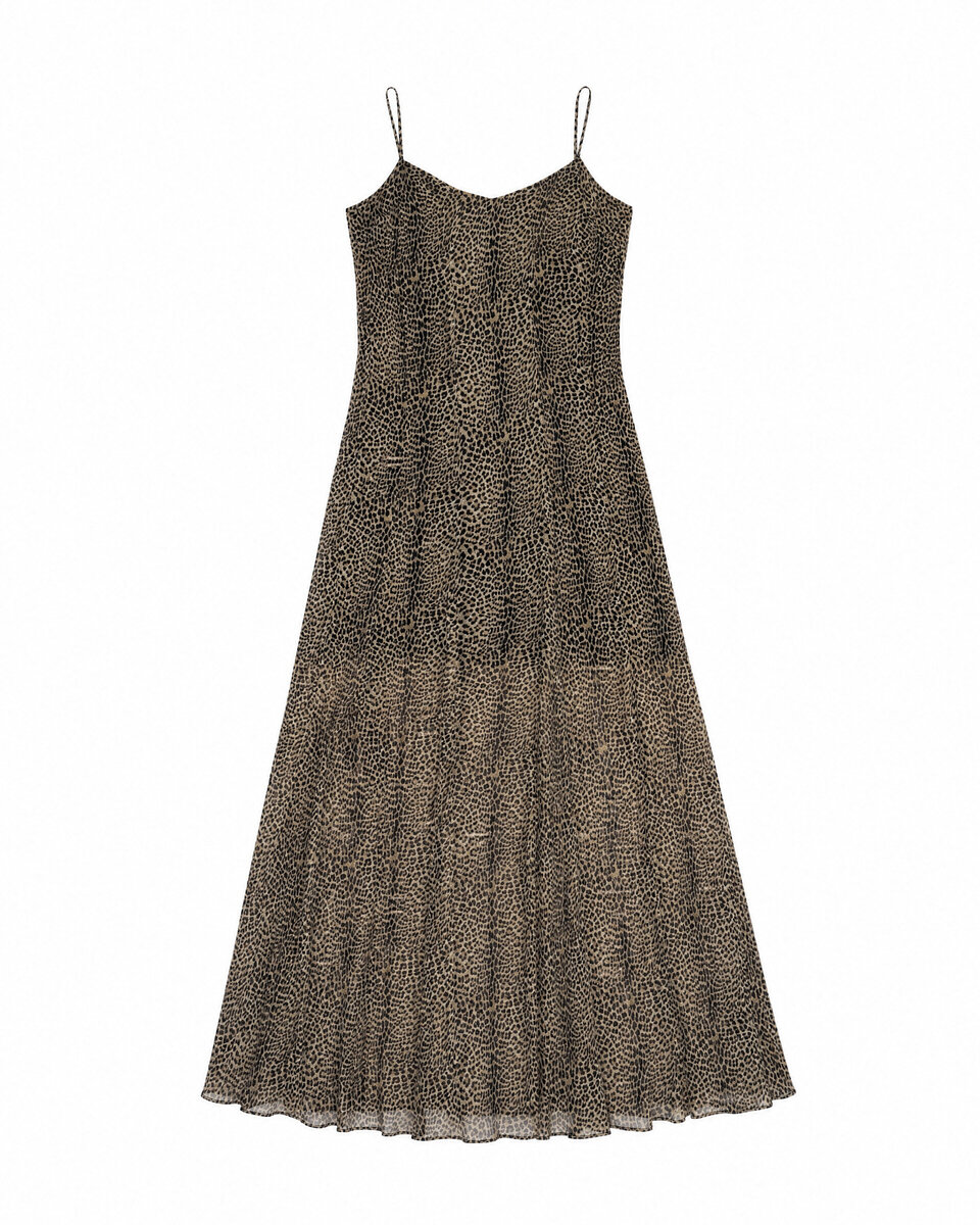 Beige leopard-print maxi dress