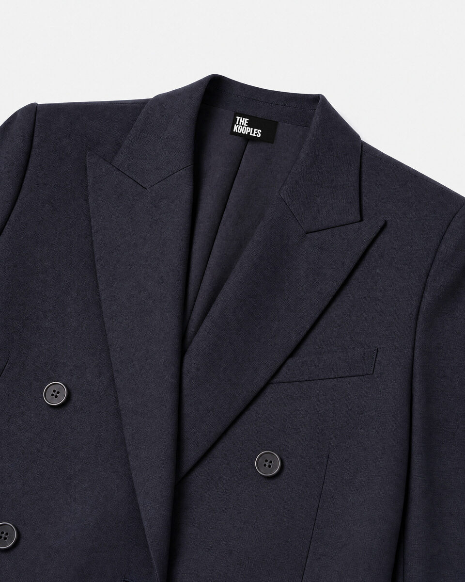 Straight-cut navy wool blazer