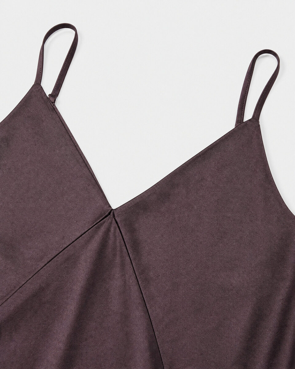 Brown Satin Spaghetti-Strap Top