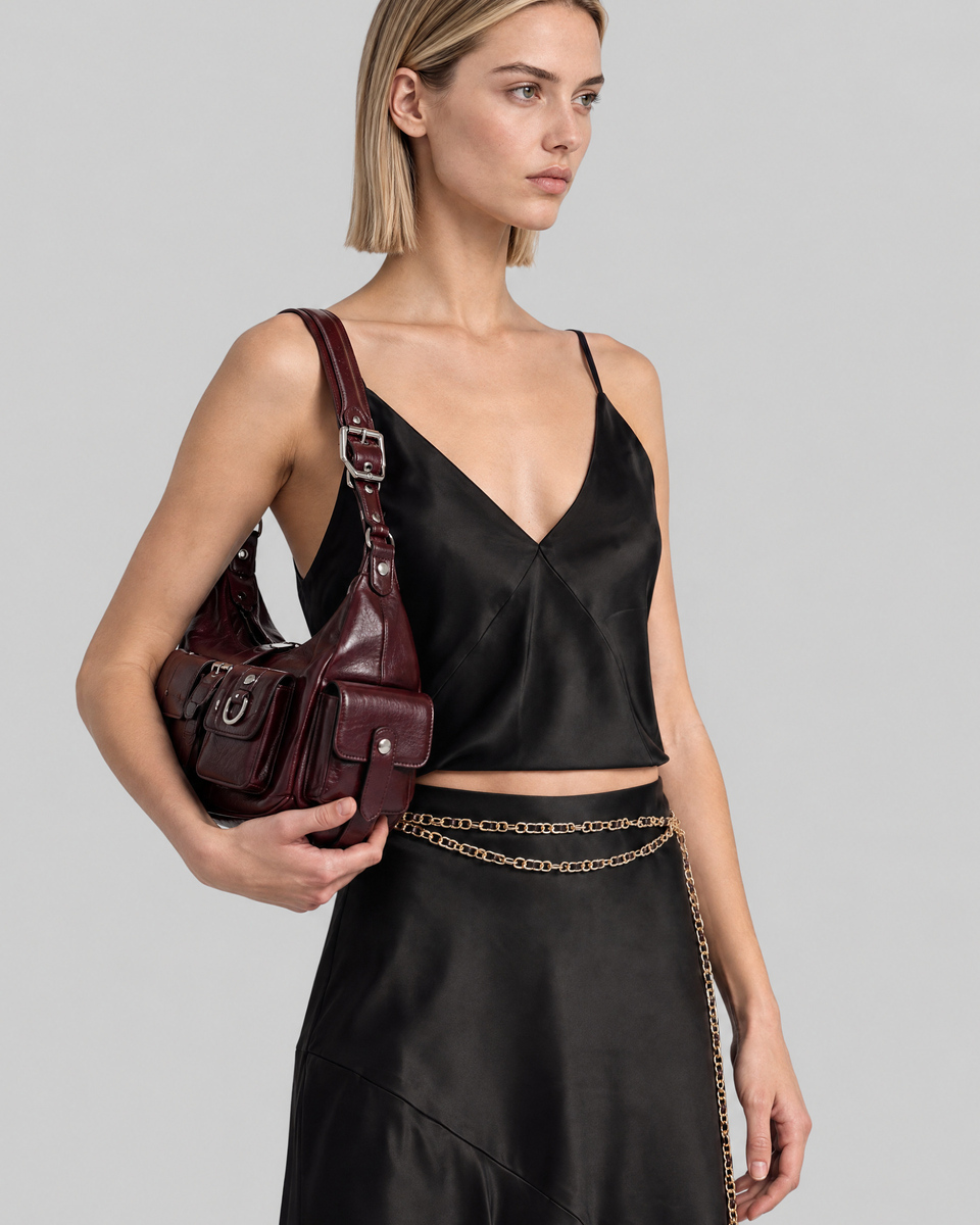 Black Satin Spaghetti-Strap Top