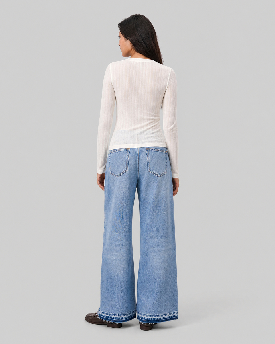 Ecru cotton long-sleeve top