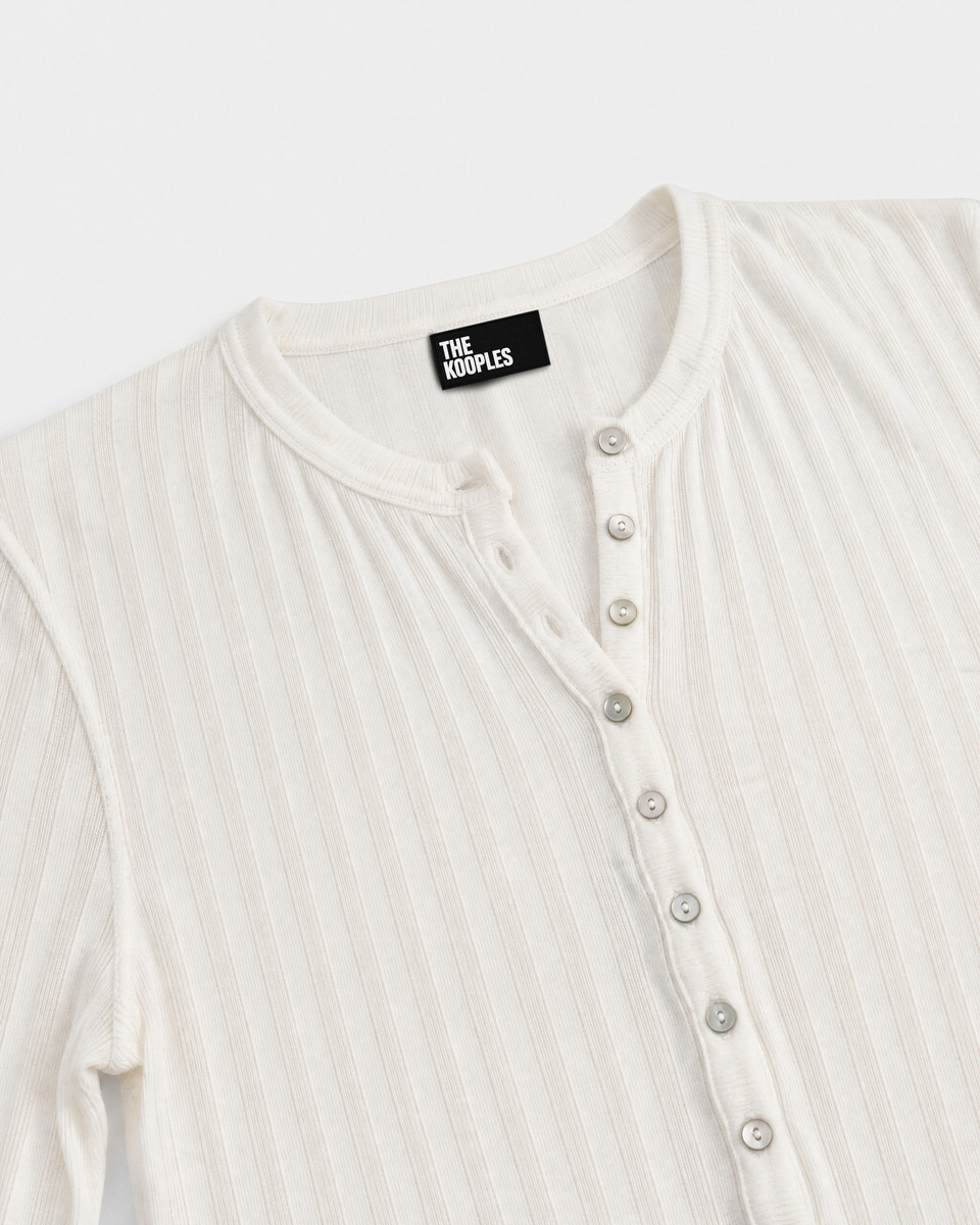 Ecru cotton long-sleeve top