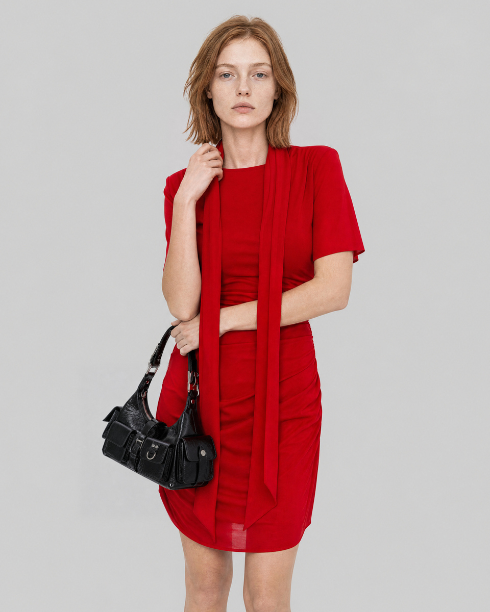 Red Draped Short Dress