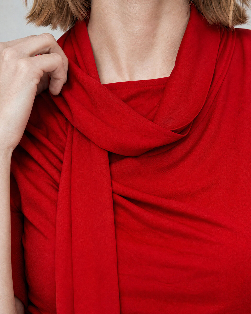 Red Draped Short Dress