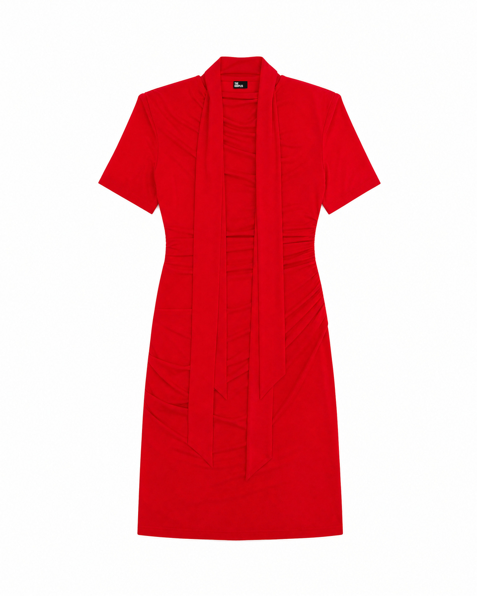 Red Draped Short Dress