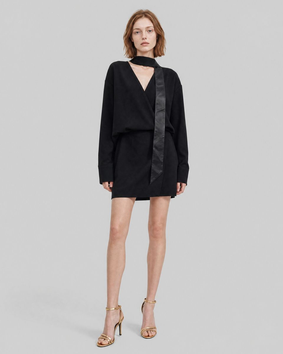 Black wrap-style short dress