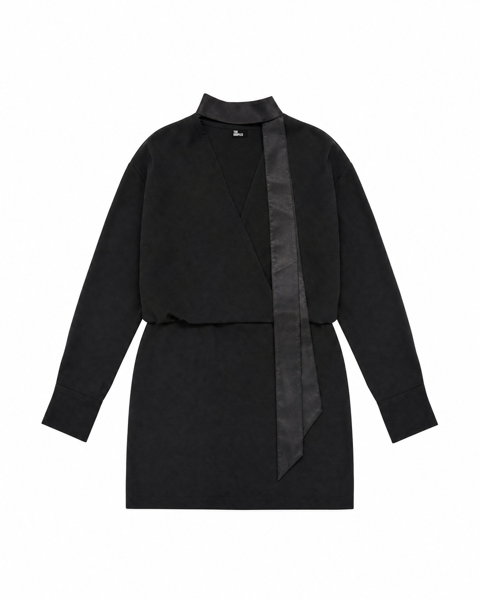 Black wrap-style short dress