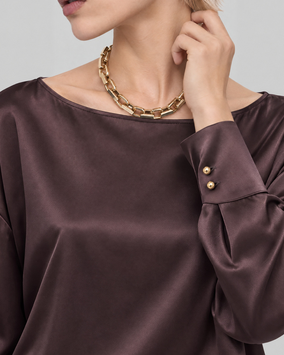 Brown satin top