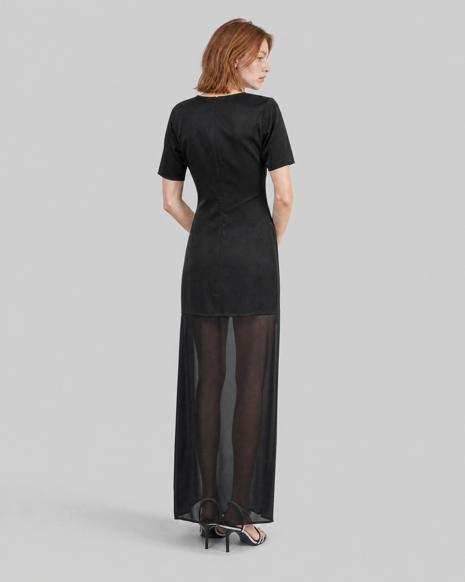 Black long satin dress