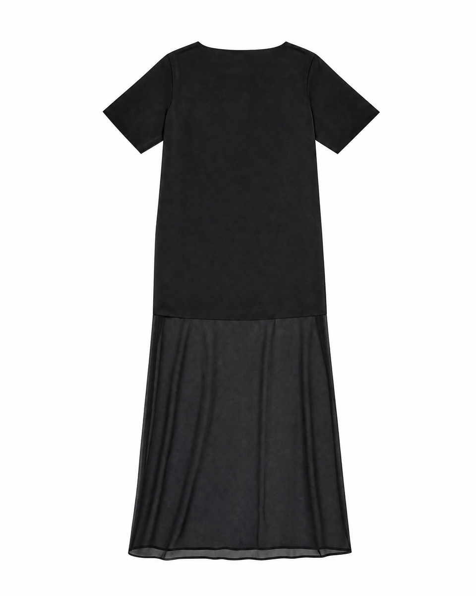 Black long satin dress