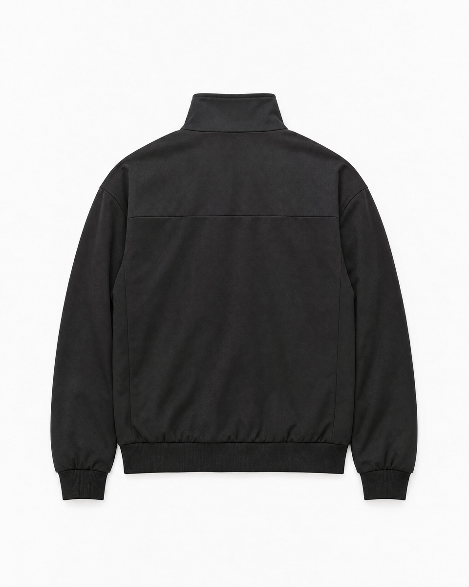 Black zip-up jacket with a high collar