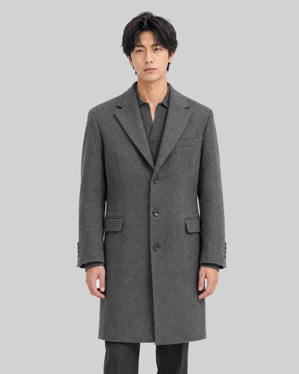 Anthracite Gray Coat with Notched Collar