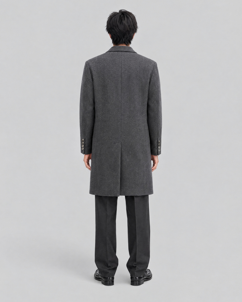 Anthracite Gray Coat with Notched Collar