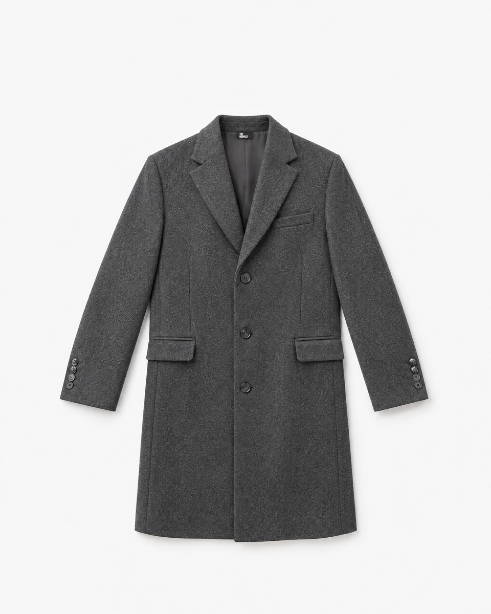 Anthracite Gray Coat with Notched Collar