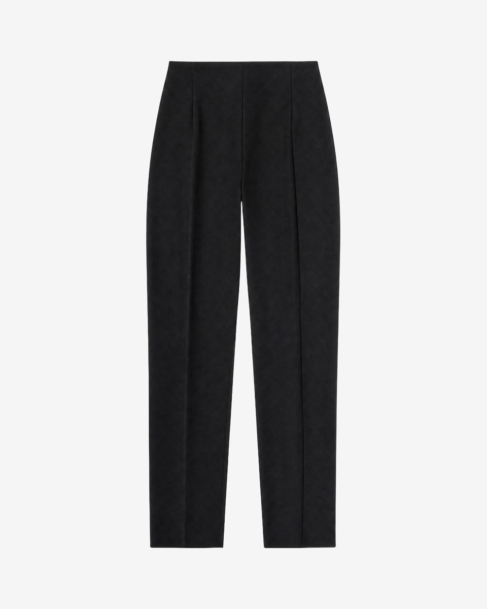 Black, fitted tailored pants made of a wool blend