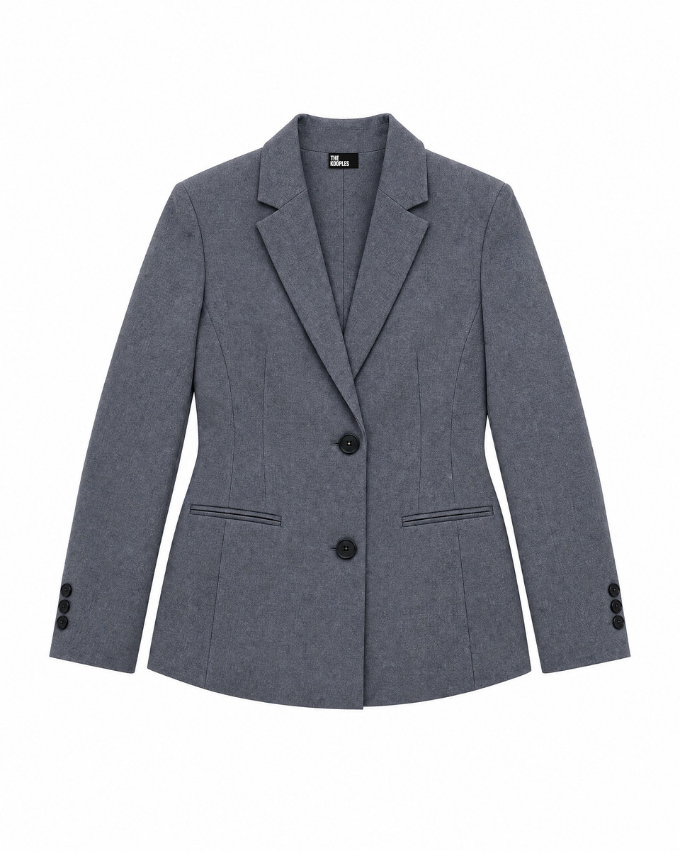 Fitted tailored jacket in gray wool blend