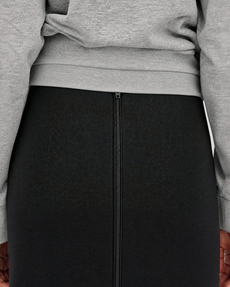 Black wool-blend pencil skirt