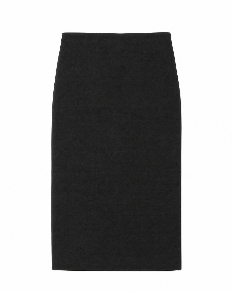 Black wool-blend pencil skirt