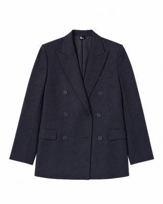Straight-cut navy wool blazer